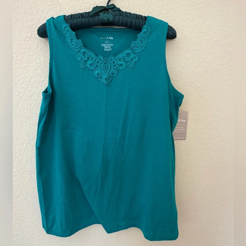 White Stag Teal Lace-Trim Sleeveless Tank - Picture 1 of 3